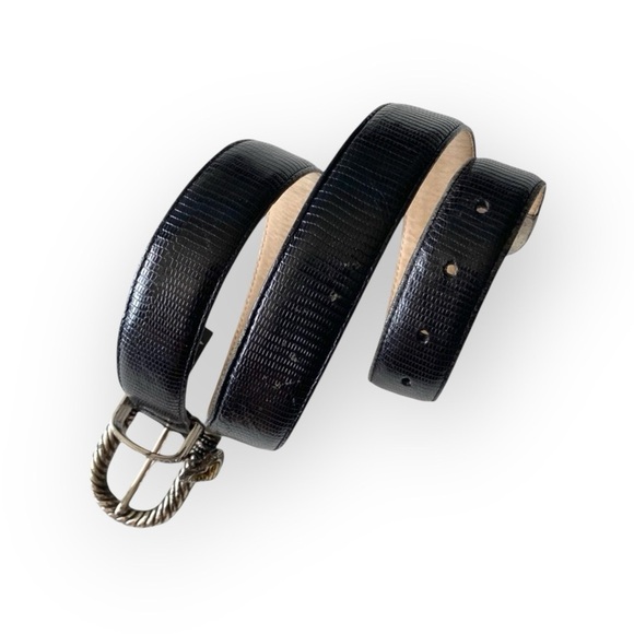 Vintage: Brighton ♡ Heart Charm Leather Belt ♡ Croc Embossed ♡ Two Tone Metal - Picture 9 of 16